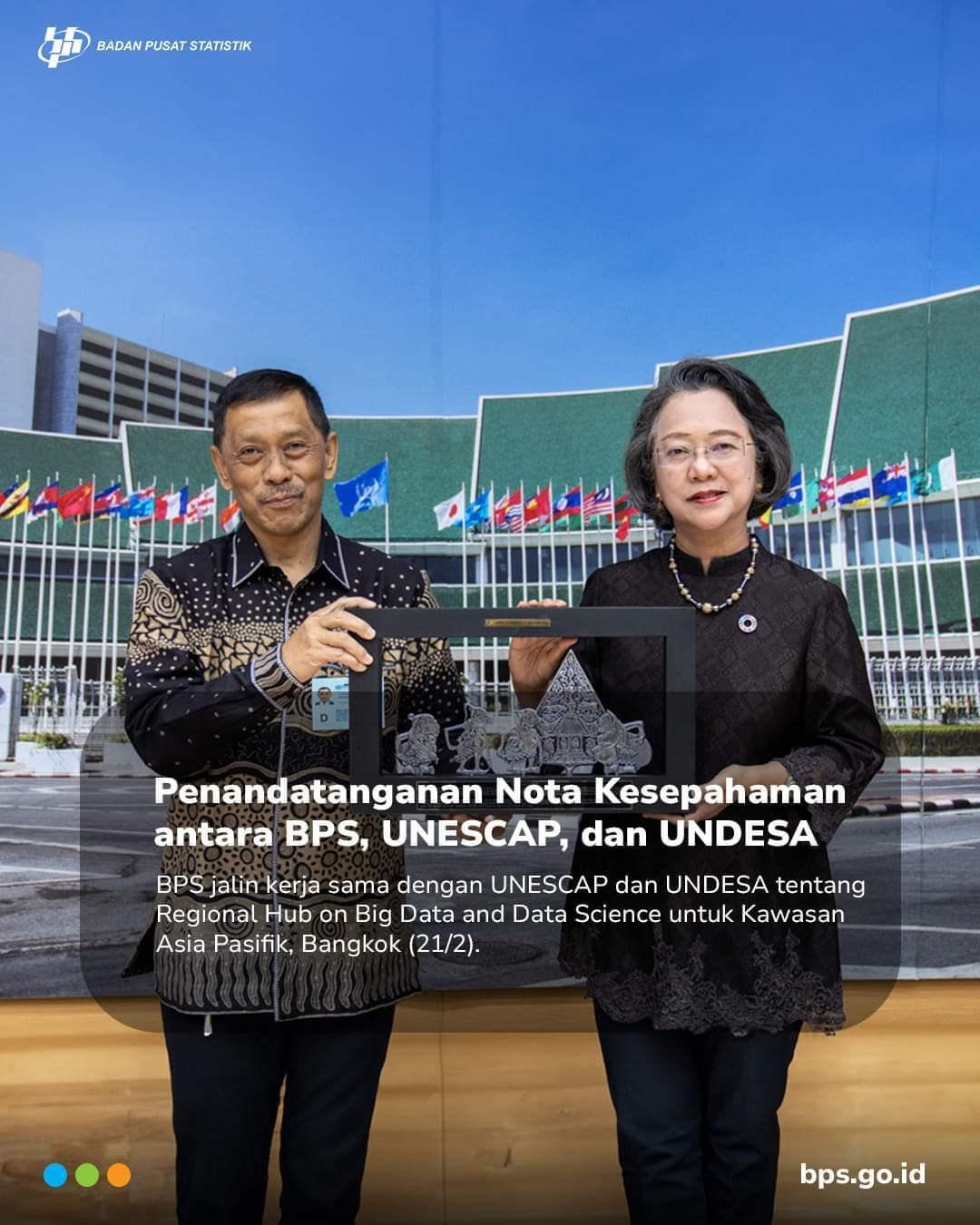 Penandatanganan Nota Kesepahaman antara BPS, UNESCAP, dan UNDESA