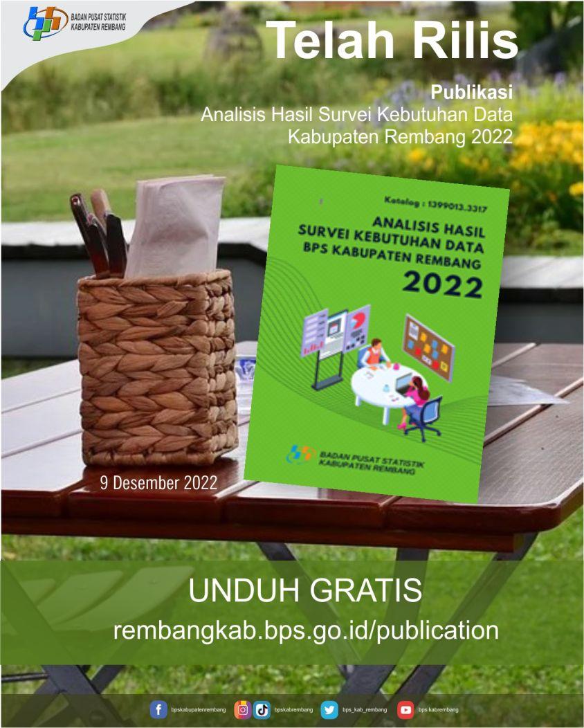 [TELAH RILIS] Publikasi Analisis Hasil Survei Kebutuhan Data Kabupaten Rembang 2022