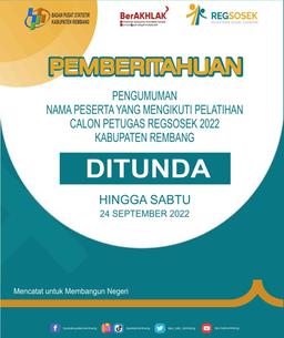 [DITUNDA] Pengumuman Nama Peserta yang akan Mengikuti Pelatihan Petugas Regsosek 2022